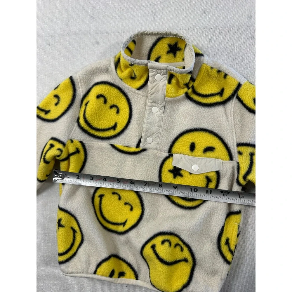 Baby Gap SmileyWorld Fleece Pullover Kids 5T Yellow Smiley Face Snap Mock Neck